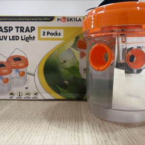 MOSKILA Wasp Trap Outdoor – Solar Powered Wasp Killer – Effective Hornet Trap for Wasps, Hornets, Insects, Yellow Jacket – Fruit Fly Trap Pack of 2