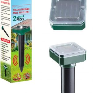 2 Packs Mole Solar Repeller – Mole Sonic Repeller for Garden – Solar Mole Repeller – Deterrent for Moles, Gophers, Voles