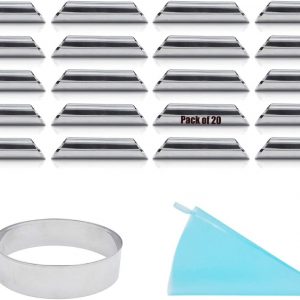 Cannoli Forms Pastry Roll Molds,Stainless Steel Cannoli Tubes,Pack of 20 [Free Pastry Bag and Round Cookie Cutter as Bonus]