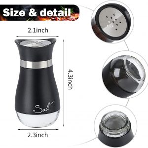 Refillable Salt and Pepper Shakers Set, (Crazystorey) Glass Spice Shakers Seasoning Container with Air-Tight Stainless Steel Lid Kitchen Essential for Home Cooking Camping BBQ, Set of 2
