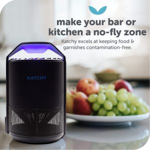 KATCHY Indoor Insect and Flying Bugs Trap Fruit Fly Gnat Mosquito Killer with UV Light Fan Sticky Glue Boards No Zapper Black
