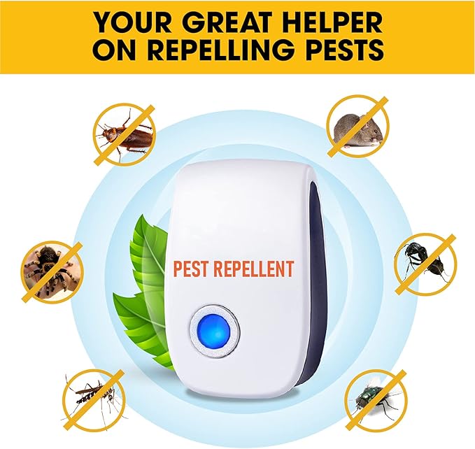 6-Pack Mosquito and Insect Repellent – Plug-In Ultrasonic Pest Repeller for Indoor Use – Ant and Rodent Repellent – Electric Mouse Deterrent