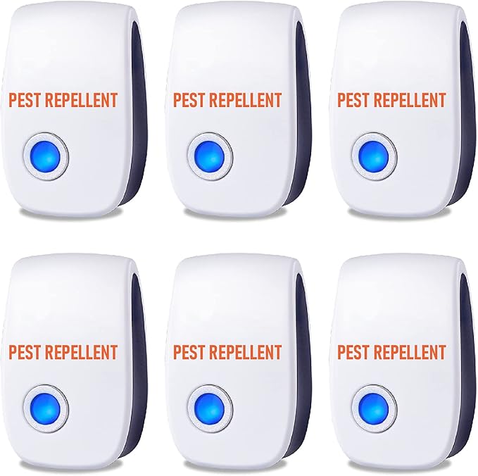 6-Pack Mosquito and Insect Repellent – Plug-In Ultrasonic Pest Repeller for Indoor Use – Ant and Rodent Repellent – Electric Mouse Deterrent