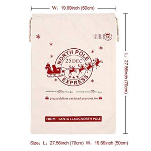 HENSITA KEXMY Aparty4u 2pcs Large Santa Sack with Drawstring, Bags 19 X 27 Inch Christmas Decoration for Storing Presents